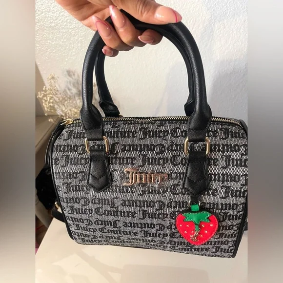 Juicy Couture Black Satchel with Strawberry Accent - Picture 7 of 7